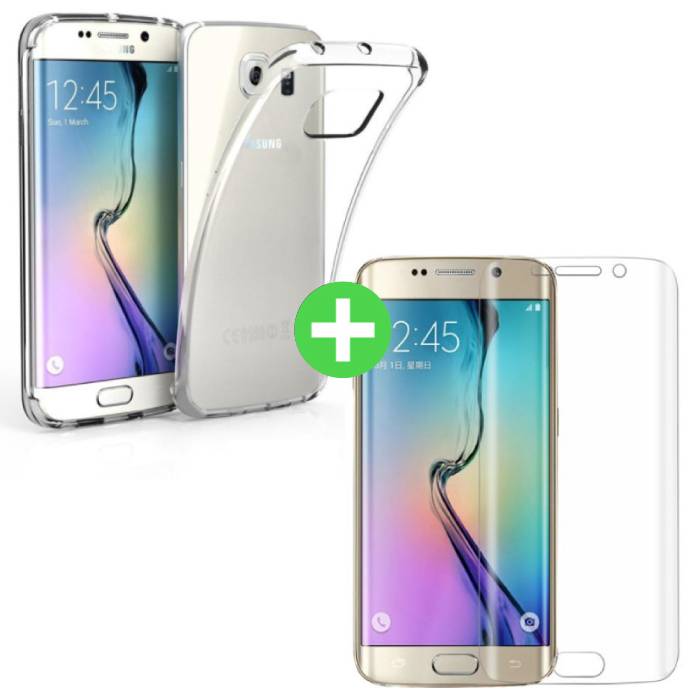 Funda de TPU transparente para Samsung Galaxy S6 Edge + Protector de pantalla Vidrio templado