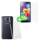 Stuff Certified® Samsung Galaxy S5 Funda TPU Transparente + Protector de Pantalla Vidrio Templado