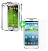 Stuff Certified® Carcasa Transparente de TPU + Protector de Pantalla para Samsung Galaxy S3 Vidrio Templado
