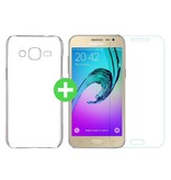 Stuff Certified® Custodia in TPU trasparente per Samsung Galaxy J2 / J200F / J200G + protezione dello schermo in vetro temperato