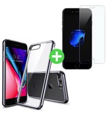 Stuff Certified® Coque en TPU transparente pour iPhone 8 Plus + Protecteur d'écran en verre trempé