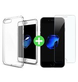 Stuff Certified® Funda de TPU transparente para iPhone 7 Plus + Protector de pantalla Vidrio templado