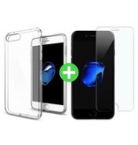 Stuff Certified® iPhone 7 Transparente TPU-Hülle + Displayschutzfolie aus gehärtetem Glas