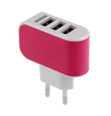 Stuff Certified® 5-Pack  Triple (3x) USB Port iPhone/Android Muur Oplader Wallcharger AC Thuis Roze