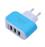 Stuff Certified® 3-Pack  Triple (3x) USB Port iPhone/Android Muur Oplader Wallcharger Blauw