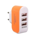 Stuff Certified® 2-Pack  Triple (3x) USB Port iPhone/Android Muur Oplader Wallcharger Oranje