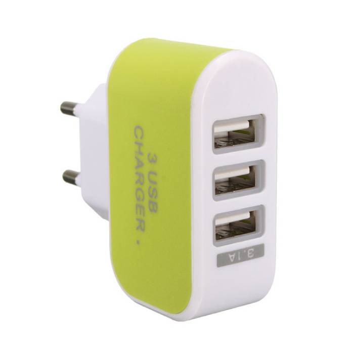 Pack de 2 ports USB triple (3x) Chargeur mural iPhone / Android Chargeur mural Vert
