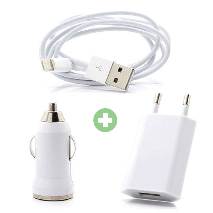 3-in-1-Ladeset für iPhone Lightning USB-Ladekabel + Ladegerät + Autoladegerät
