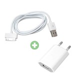 Stuff Certified® Kit de charge 2 en 1 Câble de charge USB / Câble de données et chargeur de prise / Chargeur mural 1 mètre pour iPhone 4 / 4S