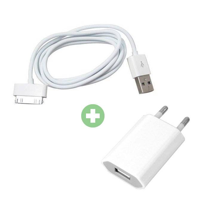 2 in 1 Oplaadset Oplaadkabel USB/Datakabel & Stekkerlader/Wallcharger 1 Meter voor iPhone 4/4S