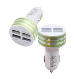 Stuff Certified® High-Speed Quad 4x USB Port Car Charger / Carcharger 5V - 4.1A Green