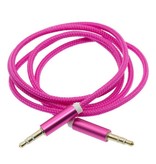 Stuff Certified® AUX Braided Nylon Aluminum Audio Cable 1 Meter Extra Strong 3.5mm Jack Purple