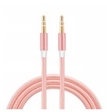 Stuff Certified® Cable de audio de aluminio de nailon trenzado AUX 1 metro Jack de 3,5 mm extra fuerte rosa