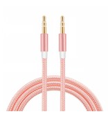 Stuff Certified® Kabel audio w oplocie z nylonu aluminiowego AUX 1 metr Bardzo mocny jack 3,5 mm w kolorze różowym