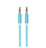 Stuff Certified® Cable de audio de aluminio de nailon trenzado AUX 1 metro Jack de 3,5 mm extra fuerte azul