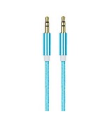 Stuff Certified® Kabel audio w oplocie z nylonu aluminiowego AUX 1 metr Bardzo mocny jack 3,5 mm w kolorze niebieskim