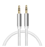 Stuff Certified® Cable de audio de aluminio de nailon trenzado AUX 1 metro Jack de 3,5 mm extra fuerte blanco