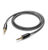 Stuff Certified® 2-Pack AUX Braided Nylon Audio Cable 1 Meter Extra Strong 3.5mm Jack Black