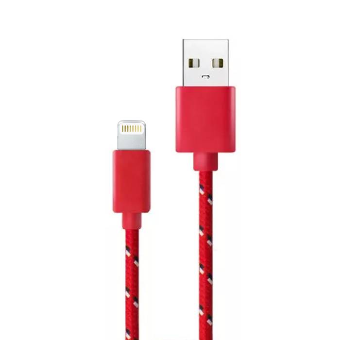 Cavo di ricarica USB per iPhone / iPad / iPod Lightning Cavo di ricarica in nylon intrecciato Cavo dati 1 metro Rosso