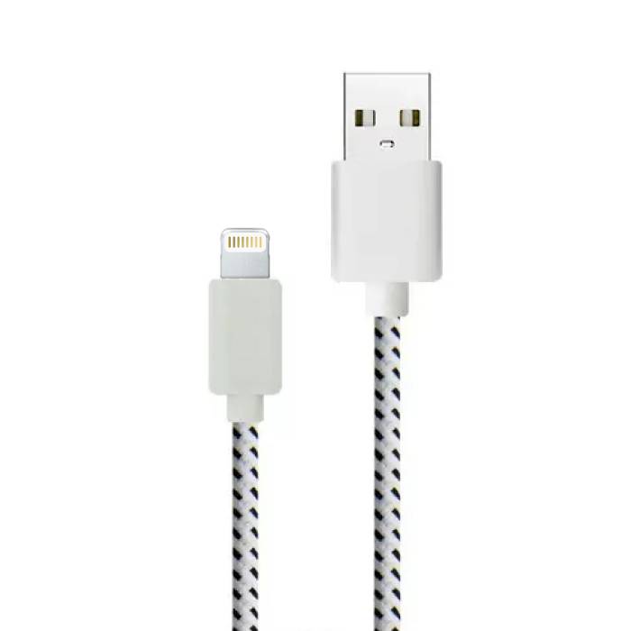 iPhone / iPad / iPod Cavo di ricarica USB Lightning Cavo di ricarica in nylon intrecciato Cavo dati 1 metro Bianco