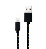 Stuff Certified® iPhone / iPad / iPod Lightning USB Charging Cable Braided Nylon Charger Data Cable Data 1 Meter Black