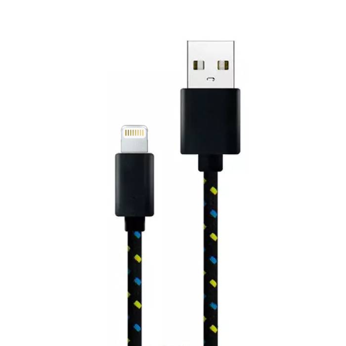 Cavo di ricarica USB per iPhone / iPad / iPod Lightning Cavo di ricarica in nylon intrecciato Cavo dati 1 metro Nero