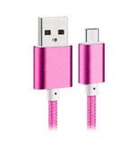 Stuff Certified® USB 2.0 - USB-C Charging Cable Braided Nylon Charger Data Cable Data Android 1.5 Meter Pink