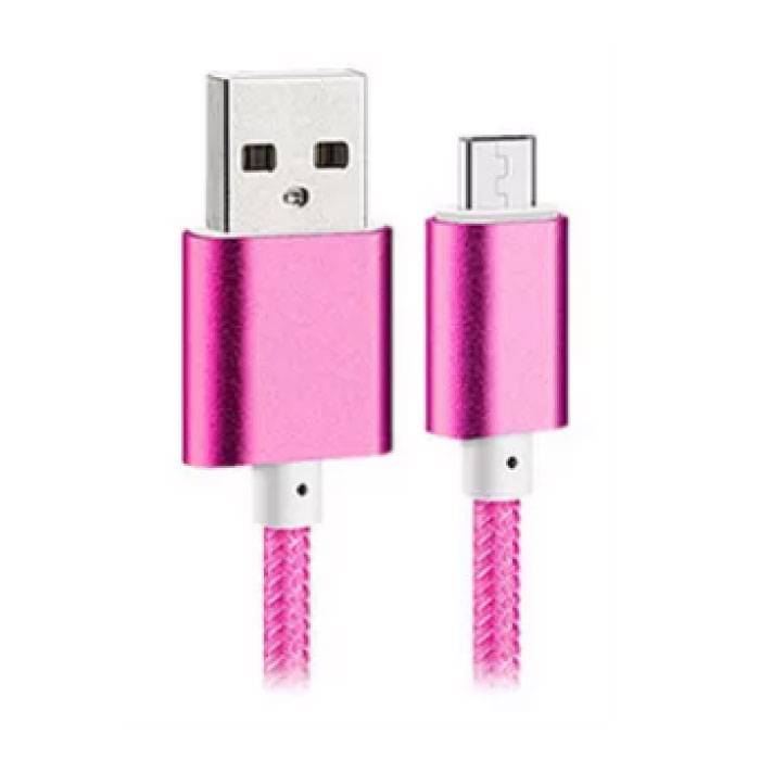 Stuff Certified® USB 2.0 - USB-C Oplaadkabel Gevlochten Nylon Oplader Data Kabel Data Android 1.5 Meter Roze