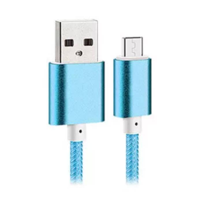 USB 2.0 - USB-C Charging Cable Braided Nylon Charger Data Cable Data Android 1.5 Meter Blue