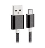 Stuff Certified® USB 2.0 - Cable de carga USB-C Cargador de nylon trenzado Cable de datos Datos Android 1.5 metros Negro