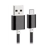 Stuff Certified® USB 2.0 - USB-C Charging Cable Braided Nylon Charger Data Cable Data Android 1.5 Meter Black