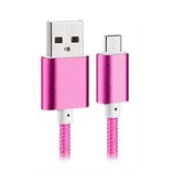 Stuff Certified® USB 2.0 - Micro-USB Kabel do ładowania w oplocie z nylonu Ładowarka Kabel do transmisji danych Android 1,5 metra Różowy