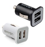USAMS USAMS Dual Autolader/Carcharger Zwart/Wit