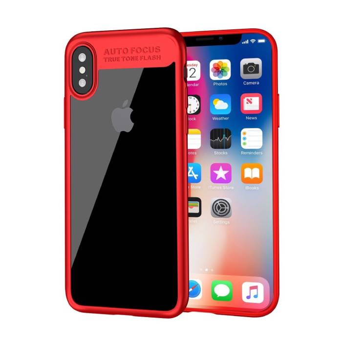 iPhone XS - Carcasa Auto Focus Armor Carcasa Cas Silicona TPU Carcasa Roja