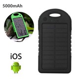 Stuff Certified® Externes 5000mAh Solarladegerät Power Bank Solarpanel Notfall Akku Ladegerät Sun Black