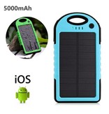 Stuff Certified® Externe 5000mAh Solar Charger Powerbank Zonnepaneel Noodaccu Batterij Oplader Zon Blauw