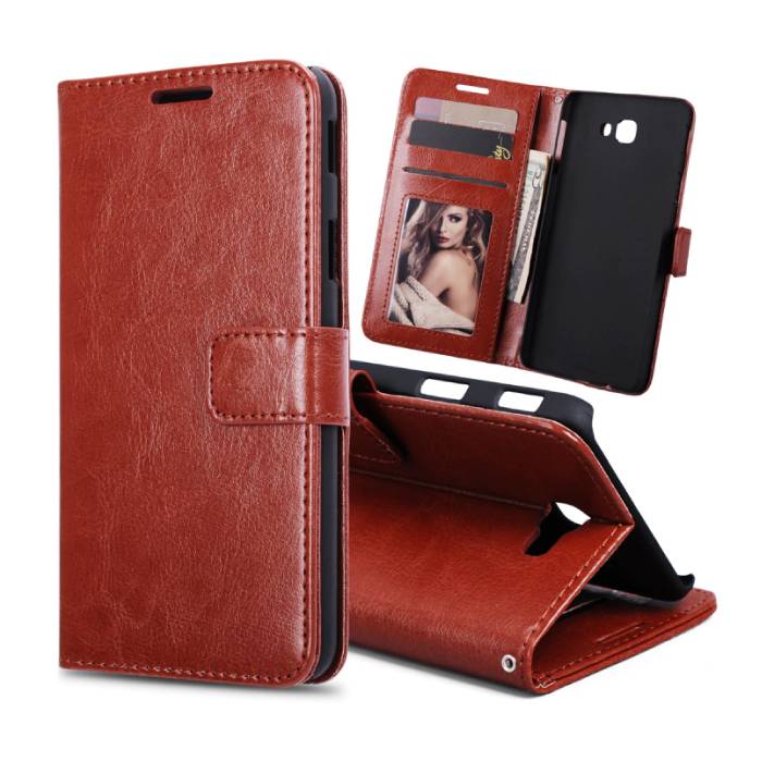 Samsung Galaxy S8 Plus - Leather Wallet Flip Case Cover Cas Case Wallet Brown