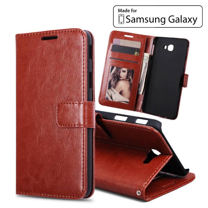 Samsung Galaxy S7 - Leren Wallet Flip Case Cover Cas Hoesje Portefeuille Bruin | Enough.be