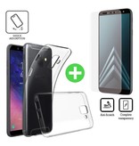 Stuff Certified® Funda de TPU transparente para Samsung Galaxy A8 2018 + lámina protectora de pantalla