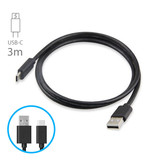 Stuff Certified® USB - USB-C Ladekabel Ladegerät Daten Kabeldaten Android 3 Meter Schwarz