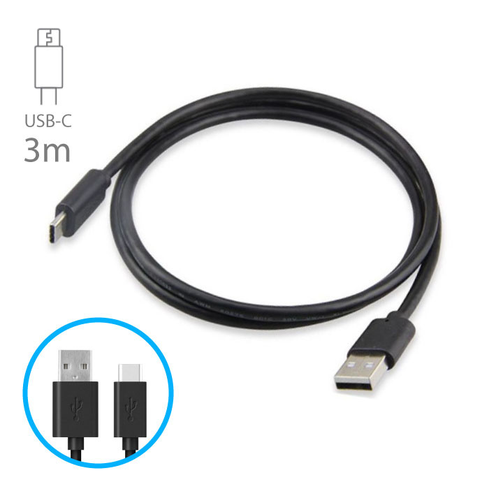 bedriegen Regeneratie voor eeuwig USB - USB-C Oplaadkabel Oplader Data Kabel Data Android 3 Meter Zwart |  Stuff Enough.be