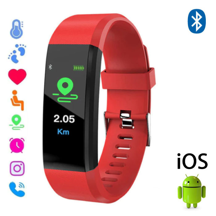 Stuff Certified ® Originele ID115 Plus Smartband Sport Smartwatch Smartphone Horloge iOS Android Rood