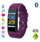 Stuff Certified® Originele ID115 Plus Smartband Fitness Sport Activity Tracker Smartwatch Smartphone Horloge iOS Android iPhone Samsung Huawei Paars