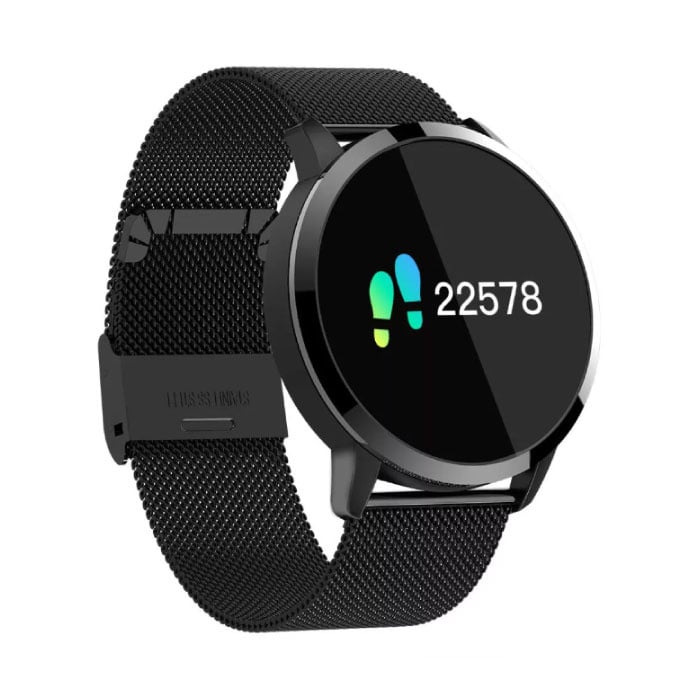 Originele Q8 Smartband Fitness Sport Activity Tracker Smartwatch Smartphone Horloge OLED iOS Android iPhone Samsung Huawei Zwart Metaal