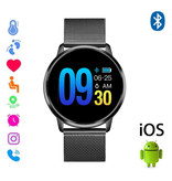 Stuff Certified® Original Q8 Smartband Fitness Sport activité Tracker Smartwatch Smartphone montre OLED iOS Android iPhone Samsung Huawei noir métal