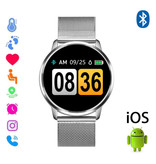 Stuff Certified® Originale Q8 Smartband Fitness Sport Activity Tracker Smartwatch Smartphone Watch OLED iOS Android iPhone Samsung Huawei Silver Metal