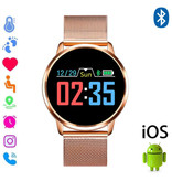 Stuff Certified® Originale Q8 Smartband Fitness Sport Activity Tracker Smartwatch Smartphone Watch OLED iOS Android iPhone Samsung Huawei Rose Gold Metal