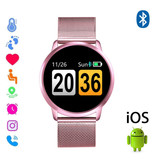 Stuff Certified® Original Q8 Smartband Fitness Sport Activity Tracker Smartwatch Smartphone Watch OLED iOS Android iPhone Samsung Huawei Pink Metal