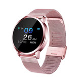 Stuff Certified® Original Q8 Smartband Fitness Sport Activity Tracker Smartwatch Smartphone Watch OLED iOS Android iPhone Samsung Huawei Pink Metal