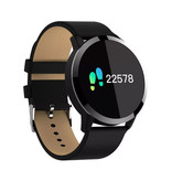 Stuff Certified® Original Q8 Smartband Fitness Sport activité Tracker Smartwatch montre Smartphone OLED iOS Android iPhone Samsung Huawei cuir noir